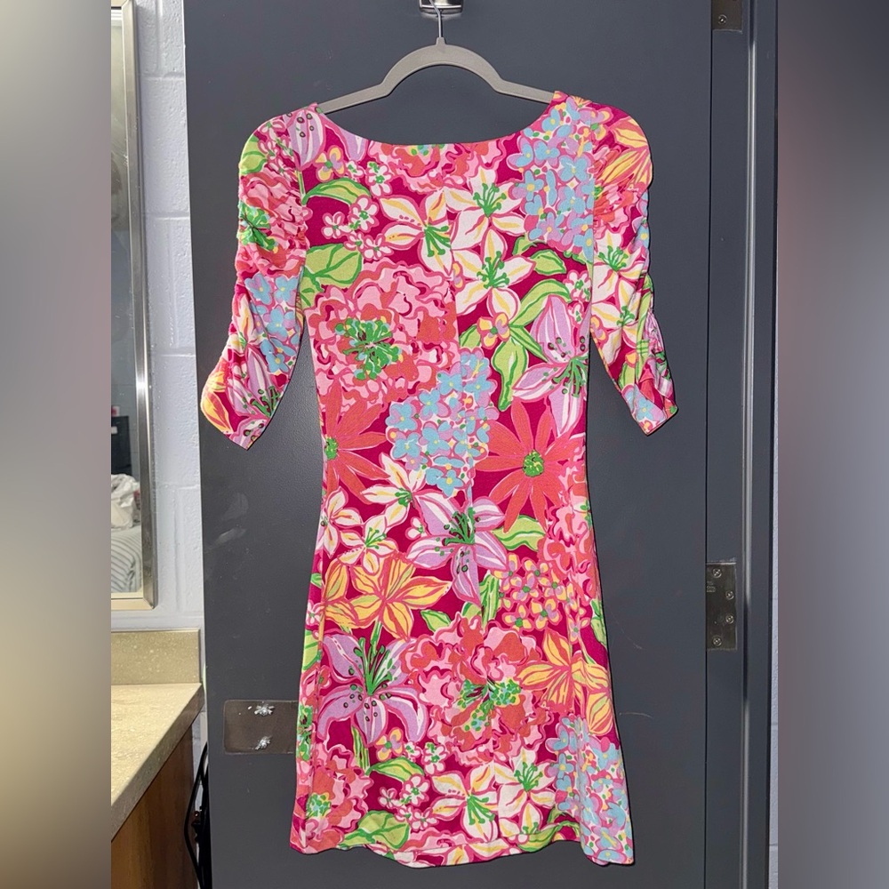 Lilly Pulitzer Pink Floral Scoop-Neck Midi Dress - Picture 2 of 4